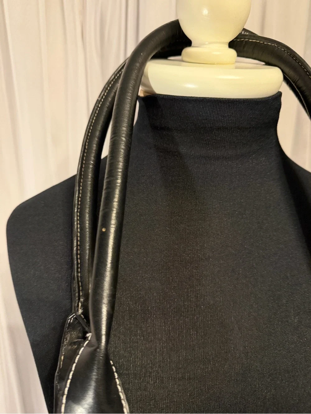 Around the Block Black Genuine Leather Business Briefcase Work Tote EUC
